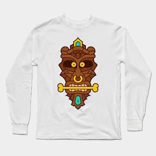 Funny Tribal Tiki Head Long Sleeve T-Shirt